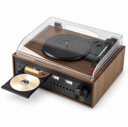 Levo® Platenspeler met CD Speler - Platenspeler Retro - CD Speler met DAB en FM - Inclusief Bluetooth - Donkerbruin - 37 x 12 x 30 cm — thumbnail 4
