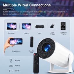 VHV - Beamer - Smart 1080P Full HD Projector - Mini Beamer - FULL HD (4K-Ondersteuning) - 3000 lumen - WiFi & Bluetooth - Ingebouwde Speakers - Draagbare Beamer Thuisbioscoop - Voor iOS en Android — thumbnail 4