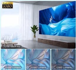 Alincoo - E700 - Beamer - Projector Beamer - Mini Meamer - 4k - Full HD 1080P - 1920x1080dpi - Automatische focus - 5G - met WiFi - 28000 Lumens - Wit — thumbnail 2