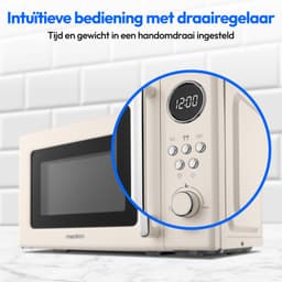 Magnetron Retro – 20 Liter – 800W – 8 Automatische Programma’s – Ontdooifunctie – Crème — thumbnail 2