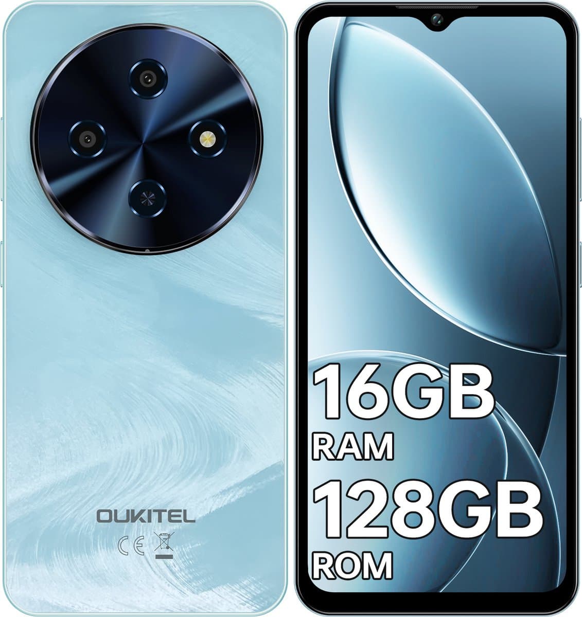 OUKITEL C5 Smartphone-16GB RAM-128GB ROM-6.52 inch HD-5000mAh-Android14-4G — afbeelding 1