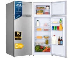 Heinner HF-H2206SE++ Koel-vriescombinatie – 206 L – LED-verlichting – Omkeerbare Deur – Instelbare Thermostaat – Zilver – 5 Jaar Garantie