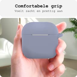 Case - Geschikt voor Apple AirPods 5 - Siliconen Hoes met Clip - Silicone Hoesje Cover - Lila — thumbnail 4