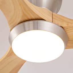 DESMIU Plafondventilator Met Verlichting – 90 Cm – Zes Snelheden – Hout – Natuurlijk Hout En Satijnnikkel – Omkeerbaar Met Afstandsbediening — thumbnail 4