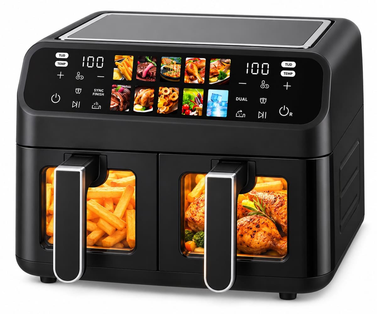Sellino Airfryer - Mini Oven - Heteluchtfriteuse - Friteuse zonder Olie - 9 Liter - Dubbele Mand - 2000W - LED-Touchscreen — afbeelding 1