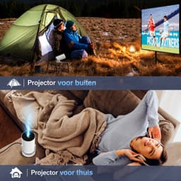 Mini Beamer met Android 11 – WiFi 6 & Bluetooth 5.0 – Netflix – 180° Draaibaar – Automatische Keystone – 1280x720 – 4K/1080p Ondersteuning — thumbnail 4