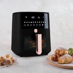 Heteluchtfriteuse - Airfryer frituurpan - Frituren met minder olie - Grote capaciteit - 8 Liter - Zwart Roze — thumbnail 3