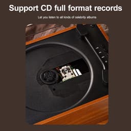 Draagbare cd-speler met Bluetooth en luidsprekers, compacte retro dvd-speler met afstandsbediening, ondersteunt USB/AUX/Type-C, oplaadbare muziekspeler, 3,5 mm AUX desktop cd-speler (walnootkleur) — thumbnail 2