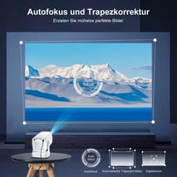 Mini Projector, upgrade 2026, ondersteunt 8K en 1080p, autofocus, draagbare projector met wifi 6 en Bluetooth 5.4, automatische keystone-correctie, mini-projector ondersteunt 4K, geschikt voor Android 14 home cinema — thumbnail 3