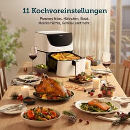 Airfryer 5,5 liter 1700W met 11 programma's digitale heteluchtfriteuse met touchscreen en antiaanbakmand wit — thumbnail 3