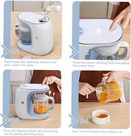 Homogenisator bereidt babyvoeding voor baby's, robotkookmachine voor kinderen met automatisch koken en uitschakelen, touch-bedieningspaneel, ontdooien en stomen — thumbnail 4
