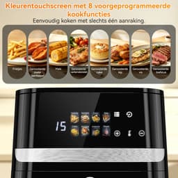 Puluomis Airfryer 6,5L – Heteluchtfriteuse – PFAS-vrij - 1350W – 8 Programma’s – Digitaal Display - Je kunt tot 2000 gram friet per keer frituren — thumbnail 5
