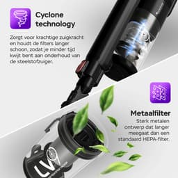 TurboTronic TT-LV9 – Draadloze Steelstofzuiger met Kruimeldief – LED-verlichting – Tot 32 Minuten Gebruikstijd - Zwart — thumbnail 4