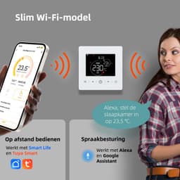 Slimme Thermostaat WiFi voor CV-Ketel - Programmeerbaar - Appbediening en Spraakbesturing - Werkt op 3 AA Batterijen - Vorstbeveiliging - Wit — thumbnail 3