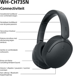 SONY WH-CH735N - Draadloze koptelefoon met Noise Cancelling - Zwart — thumbnail 4