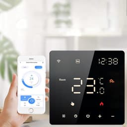 Wi-Fi kamerthermostaat – Tuya Smart elektrische verwarmingsfolie - Slimme thermostaat - Digitale LED-controller – Vloerverwarmingsthermostaat - Touchscreenbediening – Smart Living - 16A - Zwart — thumbnail 2