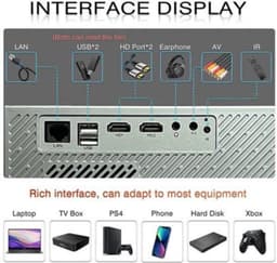 Everycom - RD829 - Beamer - Projector Beamer - Mini Meamer - 1920x1080dpi - Automatische focus - 5G - met WiFi - 12000lumens — thumbnail 3