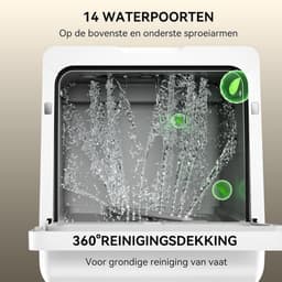 TYR® Mini Vaatwasser - Vrijstaande Vaatwasser - Afwasmachine - Wit - 43cm x 43cm x 46cm — thumbnail 3