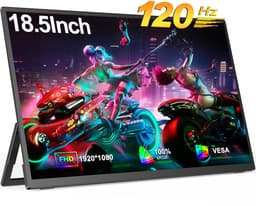 UPERFECT Draagbare monitor 18,5 inch, 120 Hz, 1920x1080 FHD IPS, USB-C- & Mini-HDMI-poort, 1200:1 tweede scherm met geïntegreerde standaard voor laptop/telefoon/spelconsole, VESA-montage mogelijk — thumbnail 1