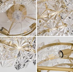 Ventilator Met Appbediening – 19 Inch – Metaal En Glas – Goud – Plafondventilator Met Verlichting En Omkeerfunctie — thumbnail 4
