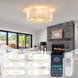 STILVORA Plafondventilator met Verlichting – 50 cm – 6 Snelheden Omkeerbaar – Stof en Kunststof – Goud en Wit – App en Afstandsbediening – Voor Slaapkamer — thumbnail 5