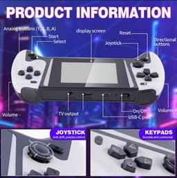 Retro Handheld Gameconsole - Draagbare Spelcomputer - 3,5 Inch Scherm - Oplaadbaar - Klassieke Games - TV Aansluiting - Wit — thumbnail 2
