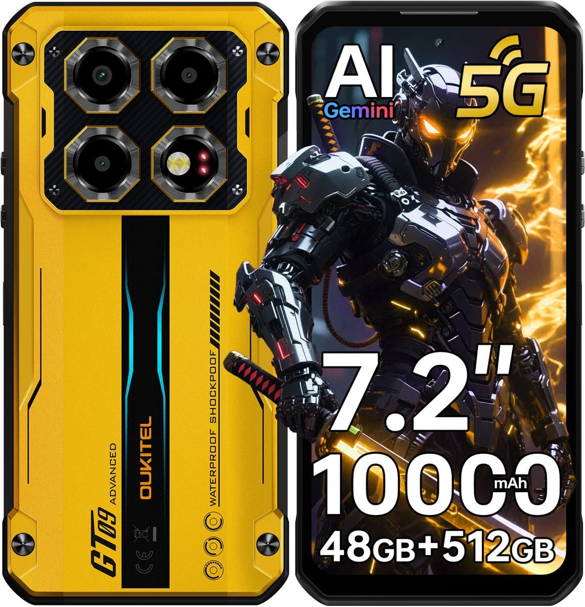 OUKITEL WP60 5G Outdoor Smartphone-48GB RAM-512GB ROM-7,2 Inch 120Hz HD-10000mAh 33W-IP68 — afbeelding 1