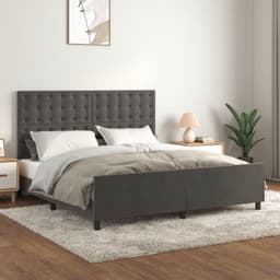 Bedframe met hoofdeinde, donkergrijs, 180 x 200 cm, fluweel, bedframe voor slaapkamer, hotel, logeerkamer, bedframe, familiebed voor slaapkamer, hotel, logeerkamer — thumbnail 1