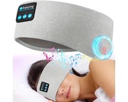 Grijze Draadloze Slaapkoptelefoon – Bluetooth Hoofdband voor Zijslapers – Ruisonderdrukking – Ultradun Ontwerp