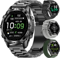 Siltcon® Smartwatch Heren Pro - 1,46" Sporthorloge - Horloge Heren - Stappenteller - Bloeddrukmeter - Hartslagmeter - Saturatiemeter - Slaapmonitor - Belfunctie - 100+ Sport - Zaklamp - Elke Pols - Geschikt voor iOS/Android - Incl. 4 Bandjes — thumbnail 1