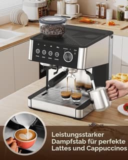 Espressomachine met geïntegreerde Bonenmaler - 20 Bar - 30 Maalstanden - 2,3L Watertank - 270g Bonenreservoir - Melkopschuimer - Zelfreinigend - Cold Brew - Voor Thuis en Kantoor — thumbnail 5