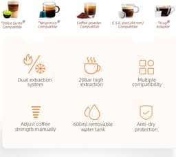 HiBREW H2B 5-in-1 koud- en warm koffiezetapparaat met meerdere capsules — thumbnail 3