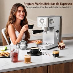Portafilter Espressomachine - Zilver - 15 Bar Pomp - 1300W - Met Stoompijpje - Voor Thuis en Kantoor — thumbnail 5