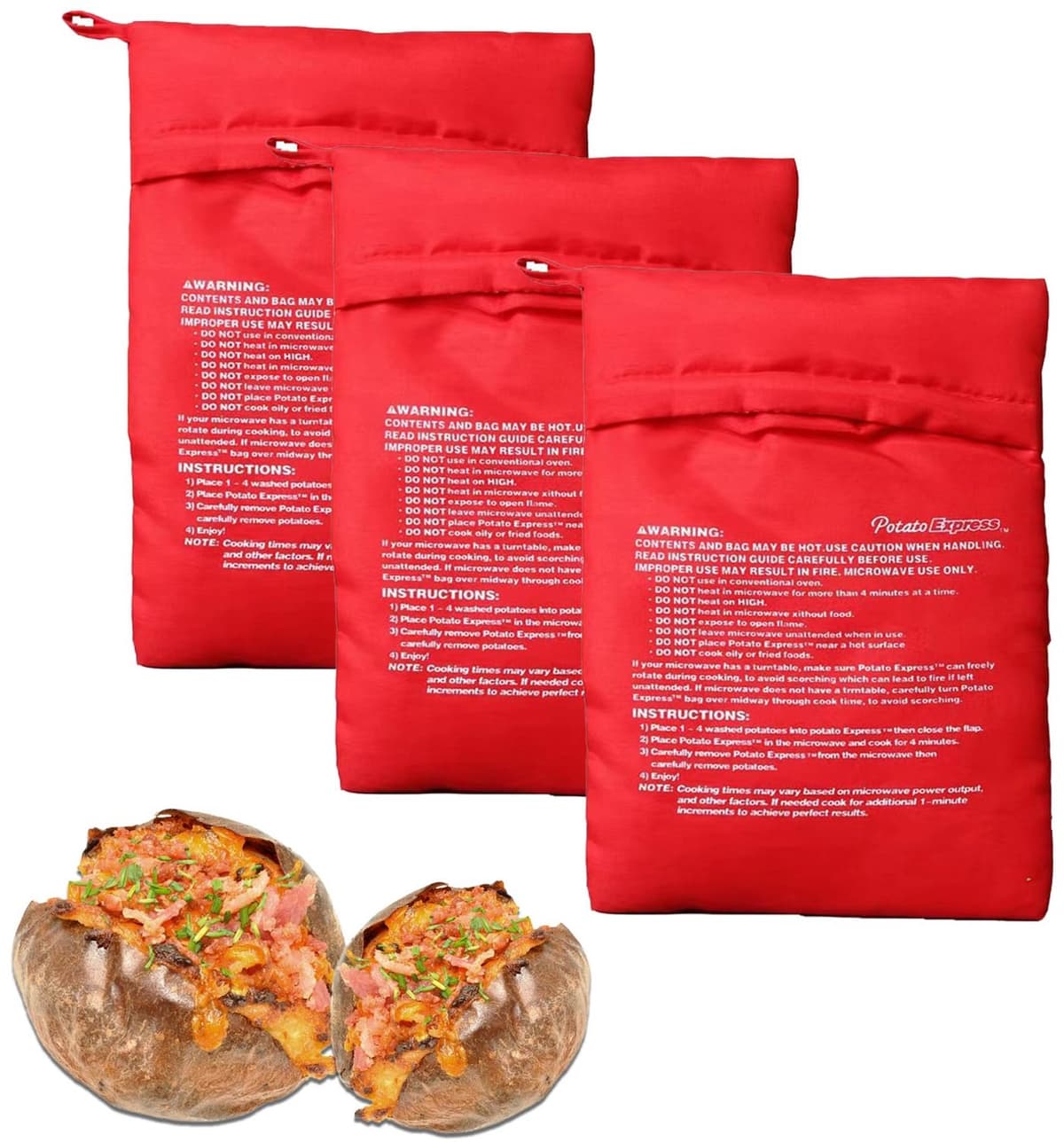 Set van 3 Herbruikbare Aardappelzakken voor Magnetron — afbeelding 1