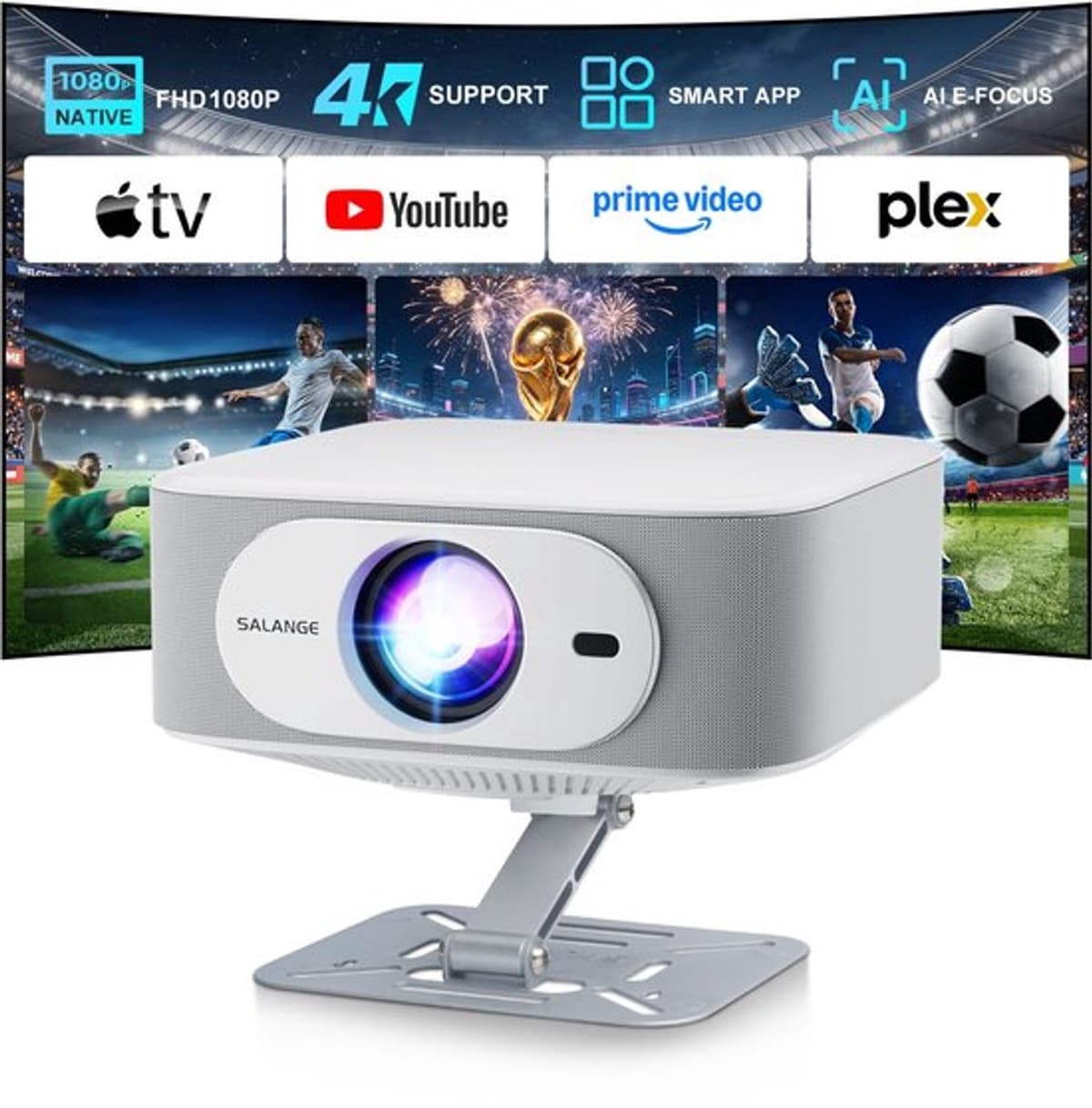 Beamer Draagbaar - Native 1080p Resolutie - 400 ANSI Lumen Helderheid - LED Technologie - Voor Thuisbioscoop - Smart Projector — afbeelding 1