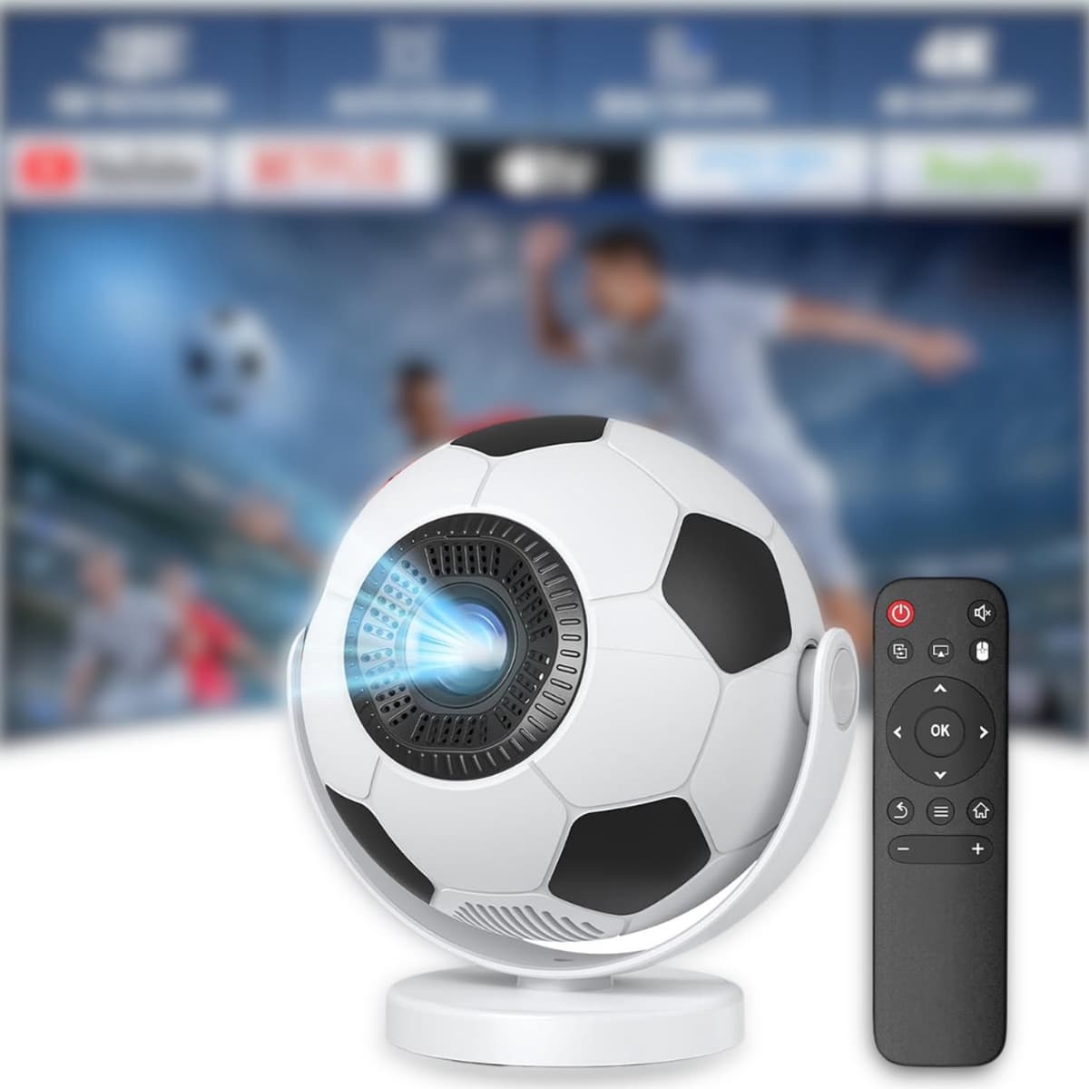 SNJY® Mini Beamer - Mini Projector - Beamer Full HD - 180° Draaibaar - Voetbal - Wit — afbeelding 1