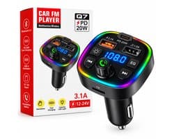 atlantic Bluetooth Transmitter - Fm transmitter - Bluetooth auto - USB-C lader 20W-Carkit - USB-A - SD Kaart - BT3.1 - 2026 model