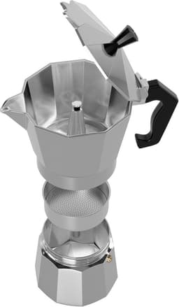 Espressomaker Percolator 300 ml – 6 Kopjes – Aluminium – Klassieke Italiaanse Koffiezetter – Geschikt voor Gas, Elektrisch en Keramisch – Zilver — thumbnail 2