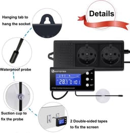 Dimmer Thermostaat Reptiel Terrarium Verwarming met Dag Nacht Timer, Digitaal Thermostaat Stopcontact Stekker Dimmen PID Temperatuurregelaar Dimbare voor Aquarium Warmtelamp — thumbnail 3