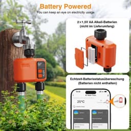 Intelligente irrigatiecomputer, wifi, 2 uitgangen met 300 meter RF super wifi-afdekking, tuinirrigatiesysteem met regenkrant, app en spraakbesturing, automatische timer — thumbnail 3