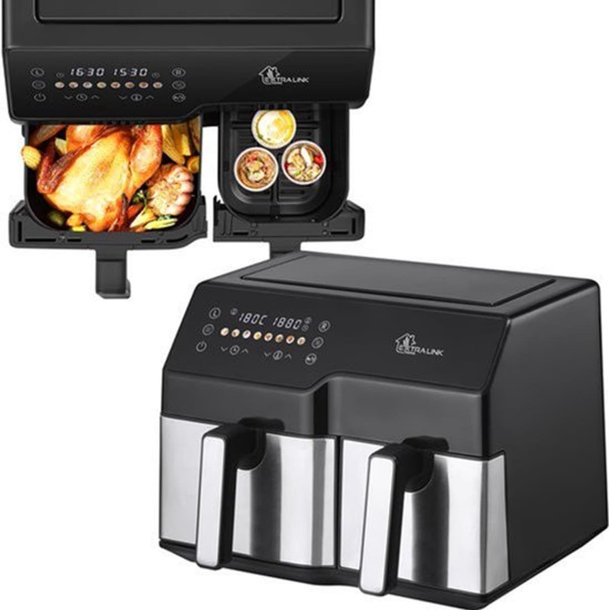 Heteluchtfriteuse 2 kamers 10L 2500W Airfryer Touch LED XXL — afbeelding 1