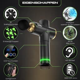 Sanbo Massage Gun Professioneel Elite - Krachtig 4000 RPM - 30 Standen en 8 Opzetstukken - Ontspanning - Massage apparaat - Massage Pistool - Fitness - Hyrox - Crossfit — thumbnail 4