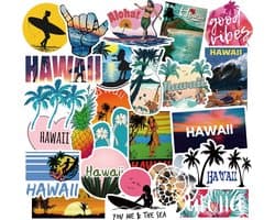 Hawaii Stickers | Vakantie en Reizen | Zomerse Stickermix met 50 stickers voor laptop, auto, busje, journal, muur etc.