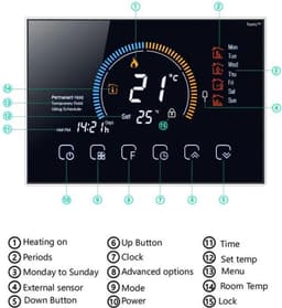TechU™ Smart Thermostaat Relax – Zwart – Alleen voor Elektrische Vloerverwarming! – App & Wifi – Google Assistant & Amazon Alexa — thumbnail 3