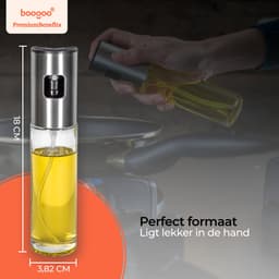 BooGoo® Olijfolie Sprayer Premium Design - RVS & Glas - 100ml - Inclusief Ebook & Accessoires - Oliefles voor Airfryer, BBQ & Bakken — thumbnail 13