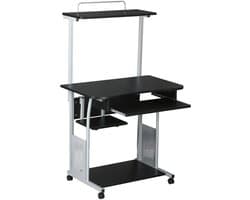 Bureau met wieltjes werktafel PC laptop tafel thuis kantoor met plank 80 x 50 x 132 cm- industriële stijl hout en metaal