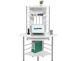 Piranha OSCAR Hoekbureau Wit Houtnerf – Compact Computerbureau & Opbergruimte