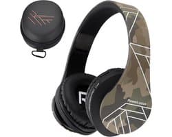 PowerLocus P2 - Draadloze Over-Ear Koptelefoon Inklapbaar - Bluetooth Hoofdtelefoon - Met microfoon – Headphone - Micro SD mode – Incl. Carry Case – Camouflage