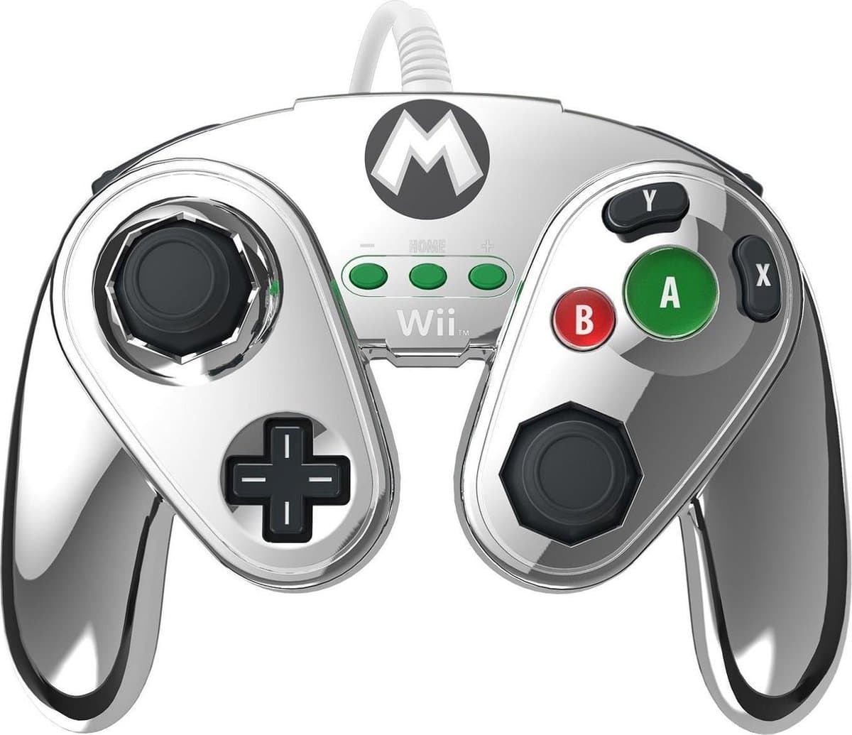 Nintendo Super Smash Bros - Gaming Controller - Mario Zilver - Nintendo Wii U + Nintendo Wii — afbeelding 1