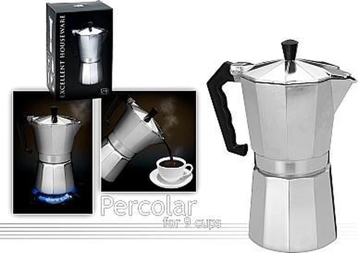 Aluminium Percolator voor 9 kopjesExcellent Houseware — afbeelding 1